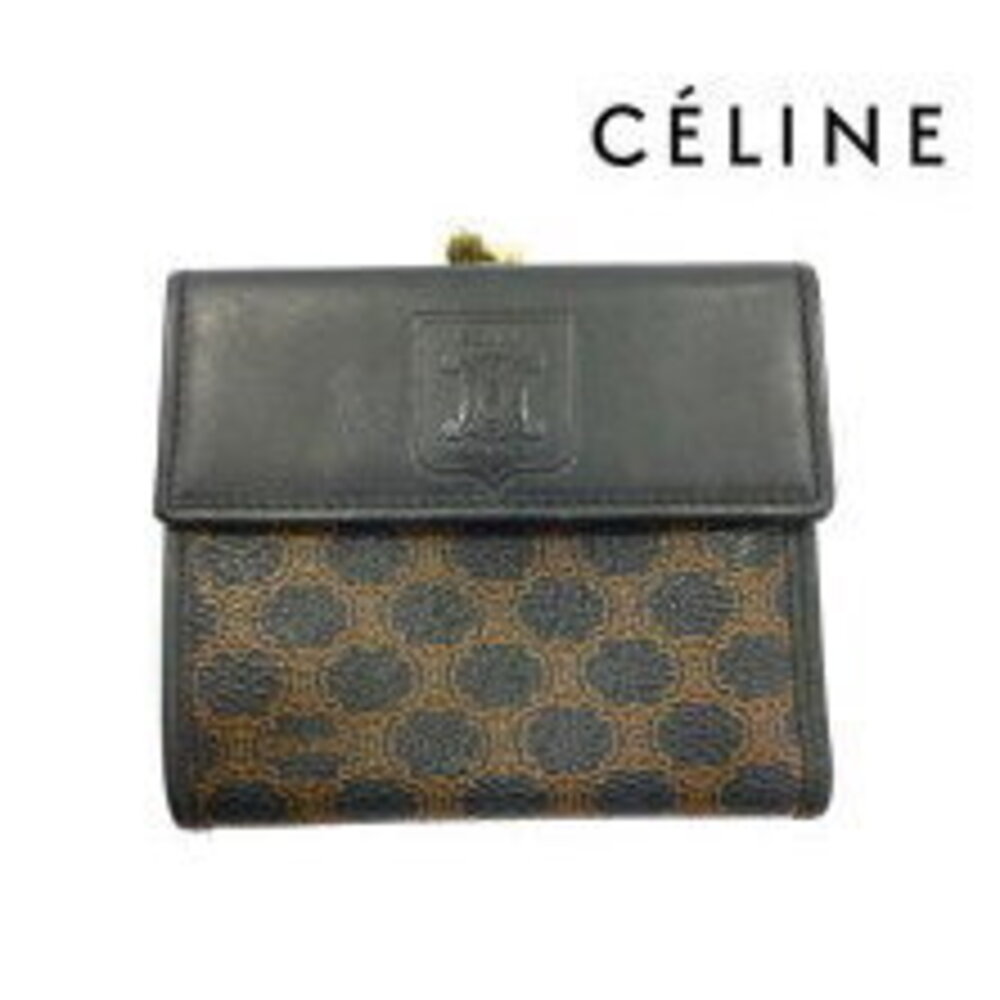 Celine bifold clasp wallet Macadam black leather compact - Picture 1 of 1